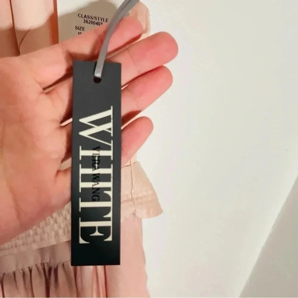 NWT Vera Wang White V-Neck Halter Gown Bridesmaid Dress with Sash Blush Wedding - Picture 8 of 13